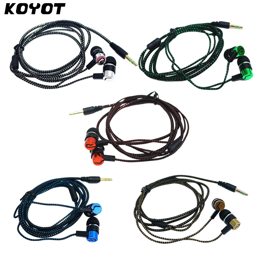 

KOYOT 3.5mm In-ear Braided Rope Wired Earphones Subwoofer Earplug For MP3 MP4 PC Ipod