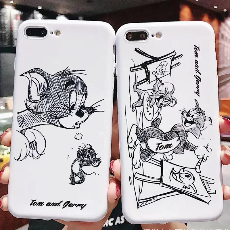 

Silicone TOM and Jerry Case For iPhone 8 8plus 7 7 Plus Cases For iPhone 6 s 6s Plus X XR XS Max Cases Cover Coque Capinha Funda