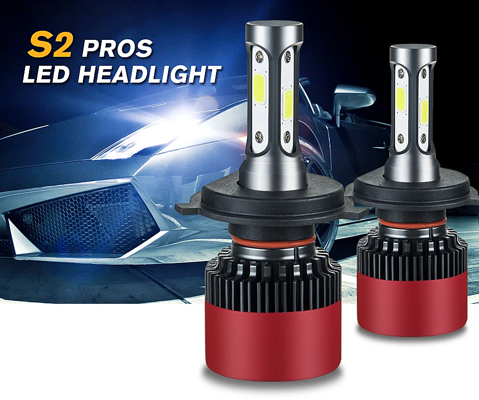 Foxcnsun 3-sided H1 H3 H4 H7 LED H11 9005 9006 9012 HB3 HB4 COB Car LED Headlight Bulbs 72W 8000LM 6500K Auto Headlamp 12v 24v (1)