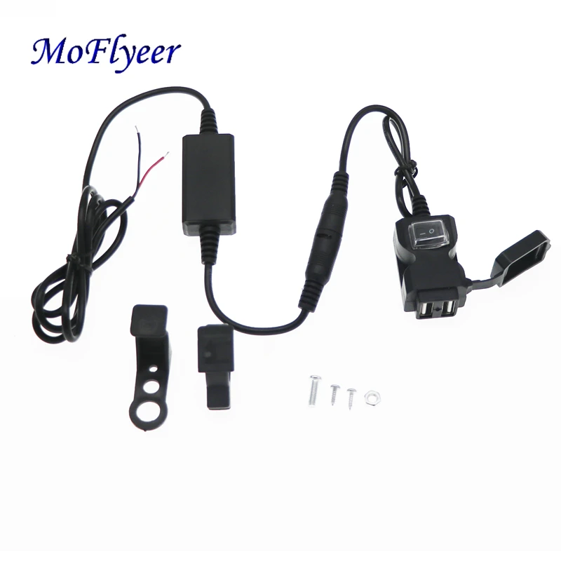 MoFlyeer электрический автомобиль, мотоцикл мобильного телефона двухпортовое Зарядное устройство USB заднего вида автомобиля зеркало заднего