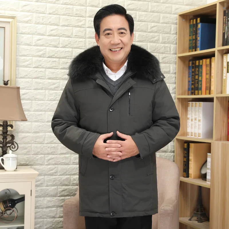  Nouveau hommes vers le bas manteau mode hiver doudoune longue Parka épaissir 90% duvet de canard co