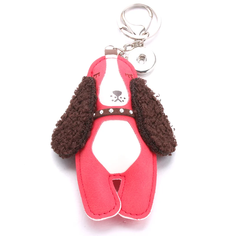 2018 new cute four color dog key chain for 18 mm snap button key chain