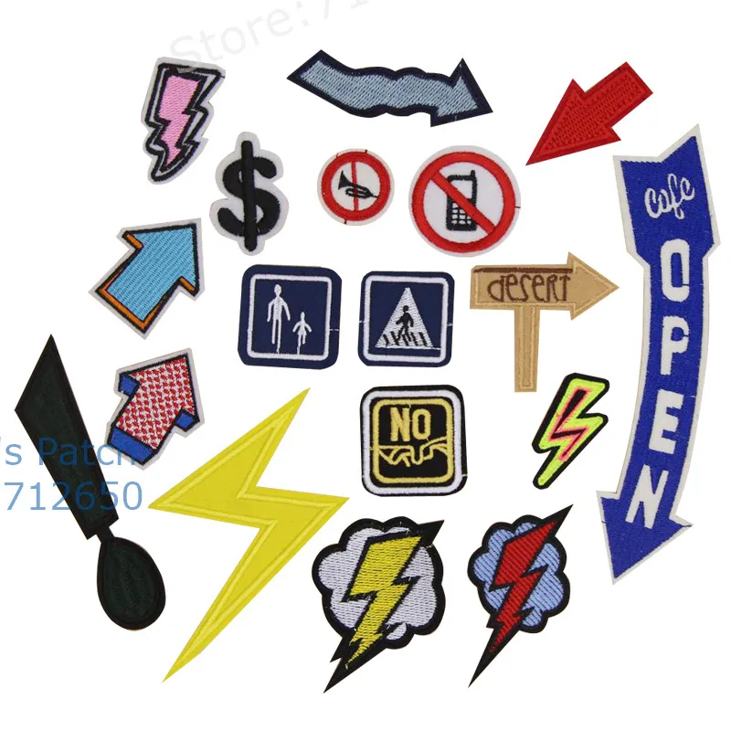 Free Shipping 10 pcs New arrival Direction Sign Note Flash Embroidered patches iron on badge Motif Applique fabric accessory | Дом и сад