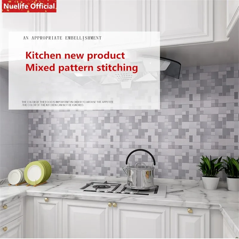 

Metal high temperature kitchen stove sticker waterproof oil self-adhesive mosaic tile background moisture-proof cabinet sticker