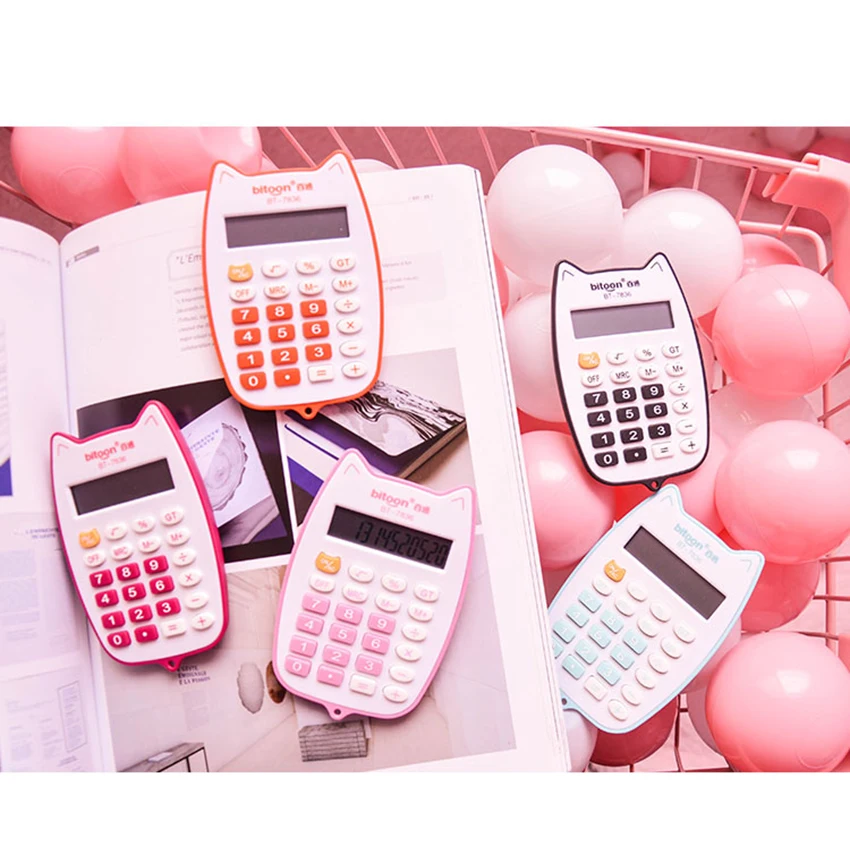 المحمولة حاسبة لطيف القط المحمولة حاسبة للطلاب ، بطارية الطاقة آلة حاسبة إلكترونية مع 12-عداد رقمي المحمولة حاسبة لطيف القط المحمولة حاسبة للطلاب ، بطارية الطاقة آلة حاسبة إلكترونية مع 12-عداد رقمي