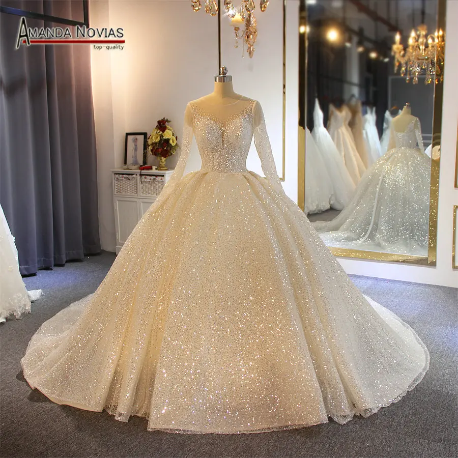 

ball gown wedding dress 2019 sparkling shinny bridal dress