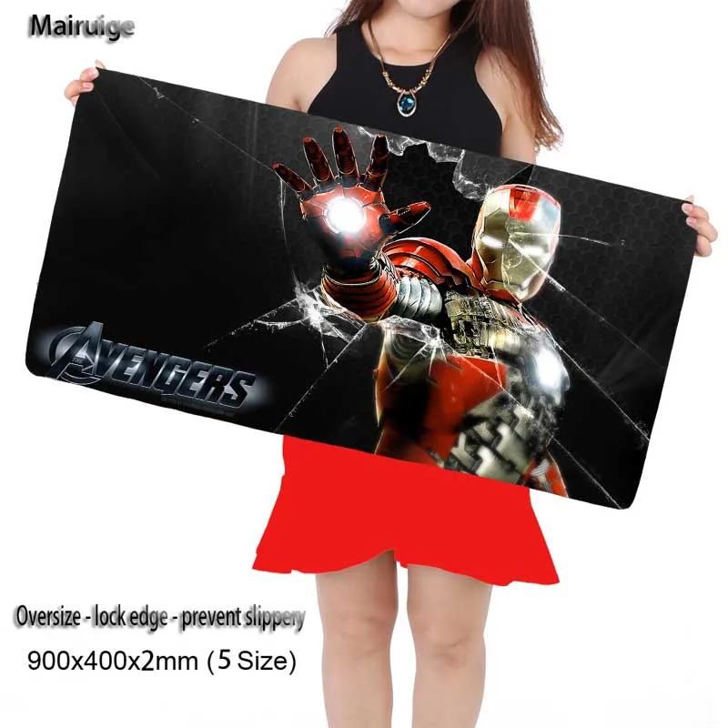  Mairuige 30x60/70/80/90cm Size Gaming Iron Man Movie Mouse Pads Natural Rubber Gamer Game Computer 