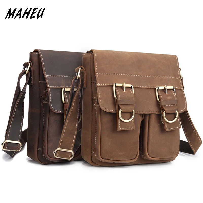 Ipad Vintage Kuh Männer Crossbody Umhängetasche Leder brown Horse Schulter Crazy Für Tasche Dark Echtem Brown Arbeit 1wdwPq4xF