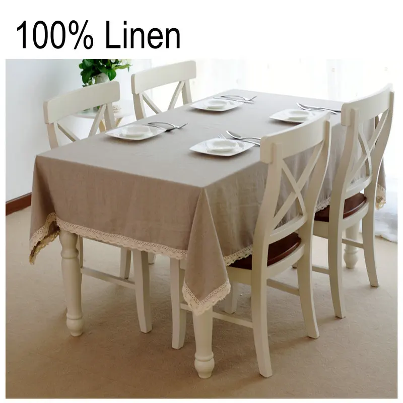 

Fashion Flax Color 100% Pure Linen Table Cloth Tablecloths Universal Dust Cover Coffee Table Towel Tablecloth