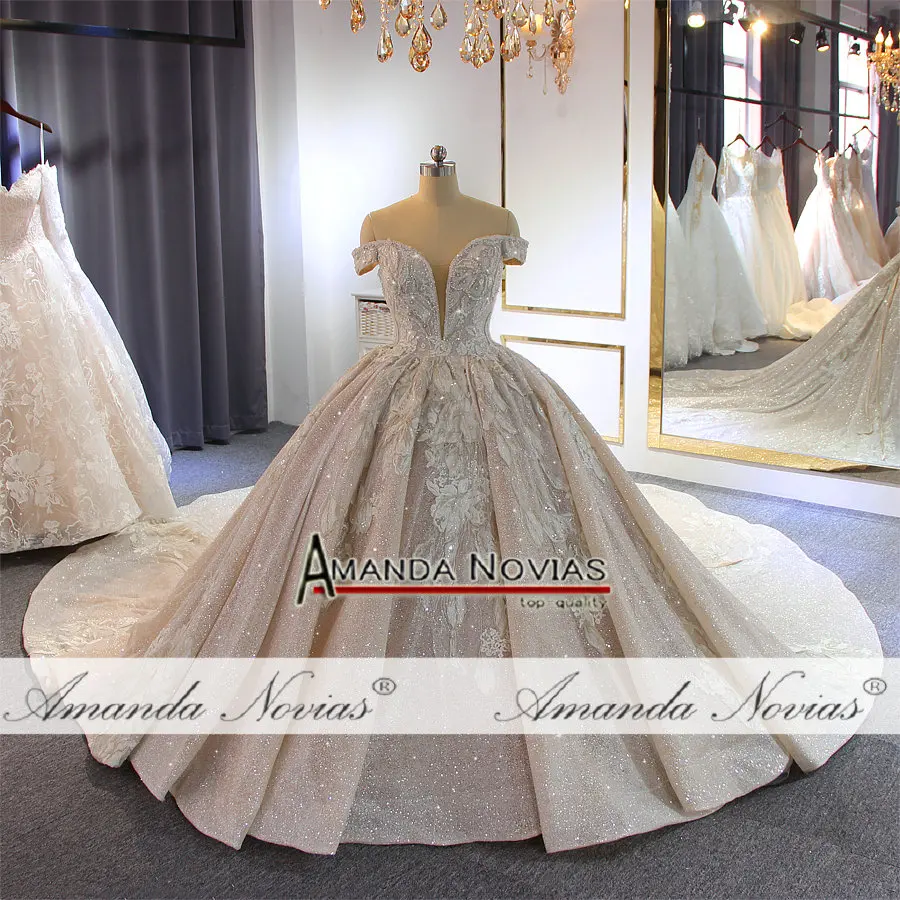 Expensive Prices Luxury Beading Wedding Dress High Neck Long Train New Bridal  Dress Novias - Wedding Dresses - AliExpress