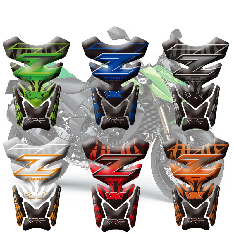 

Motorcycle 3D Fuel Tank Pad Protective Stickers Decals For Kawasaki Z750 Z1000 Fish Bone Sticker