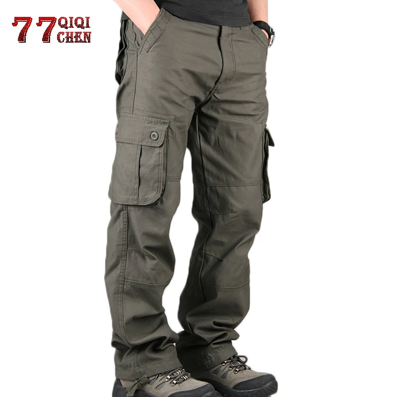 

Men's Cargo Pants Mens Casual Multi Pockets Military Large size 44 Tactical Pants Men Outwear Army Straight slacks Long Trousers