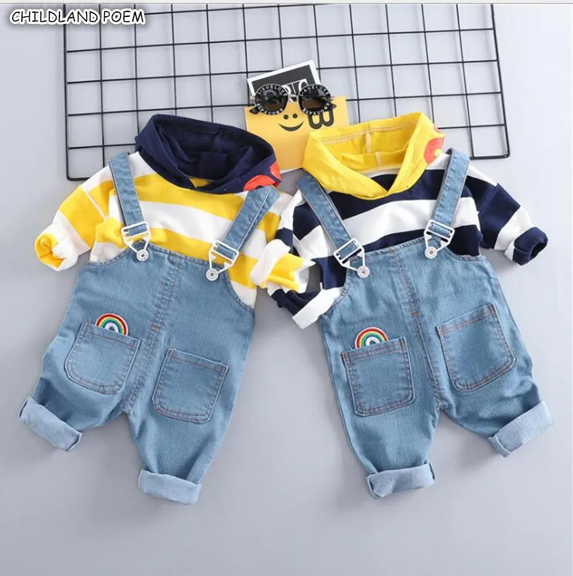 

Baby Boys Clothes Set Spring Toddler Baby Clothing Set For Boy Stripe Hooded T shirt + Suspender Pants Casual Baby Outfits Boy
