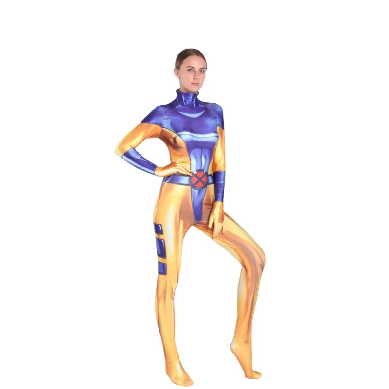 Ainclu детские женские джинсовые серые летние костюмы для косплея аниме X-men Bodysuits Хеллоуин вечеринка в честь Дня Рождения лайкра Zentai
