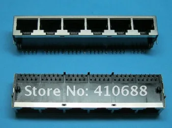 

30 pcs 6 Ports 8P8C RJ45 Modular Network PCB Jack 59 8P Side entry LAN Connector Shielded