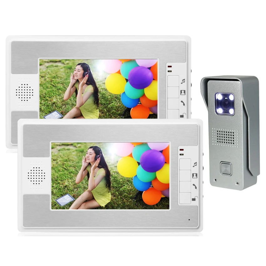 7\ LCD Monitor Video Door Phone Intercom Doorbell System Home Security Intercom Kits IR Camera Door bell Intercom Doorphone 1V2