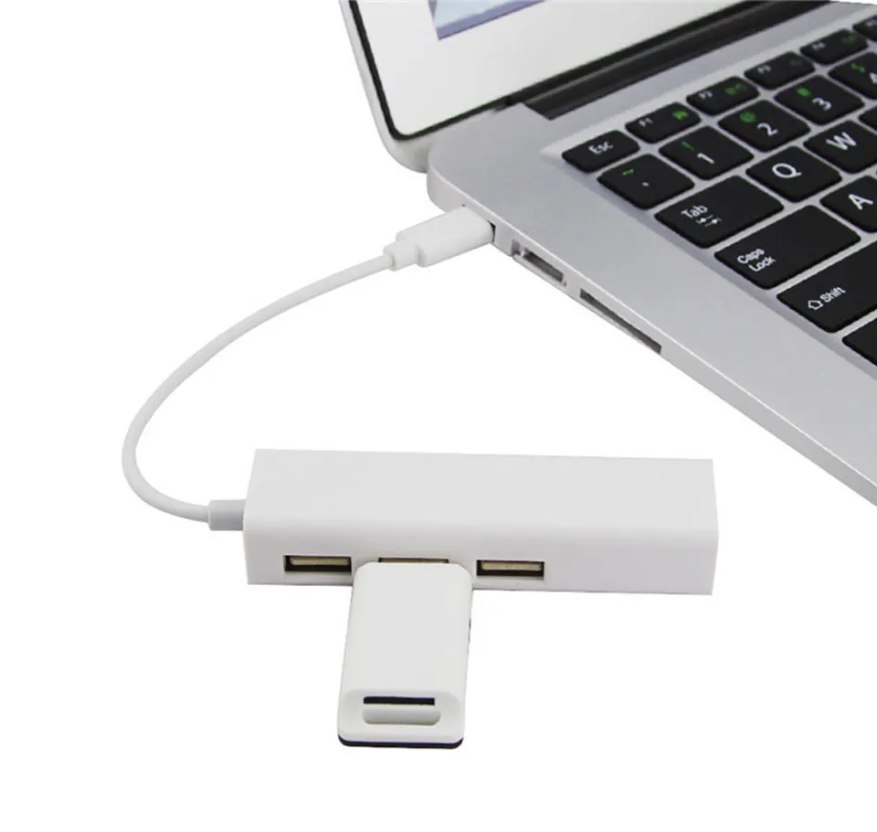 Type C To USB 2.0 HUB 3 Ports USB 101001000 Network Card Rj45 Lan Adapter Gigabit Ethernet High Speed Data For MacBook (1)