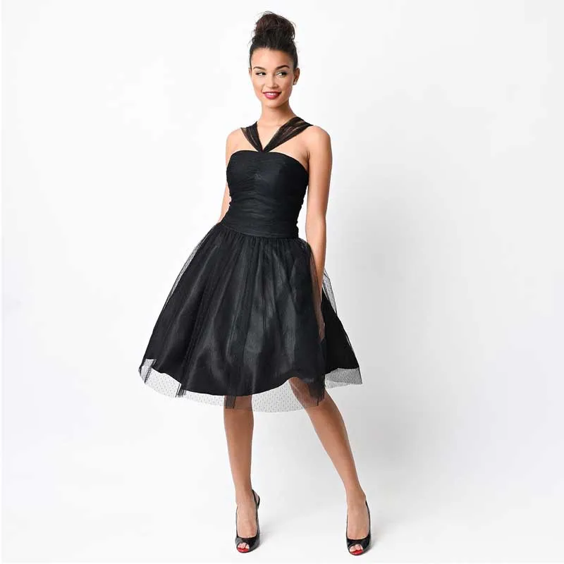 Black halter dress 34 length dresses low