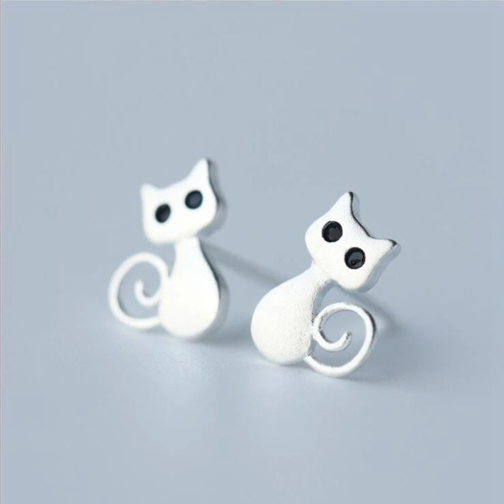 

Cute Small Animal Cat Stud Earring Fashion High Quality Simple Alloy Silver Color Stud Earring for Girls