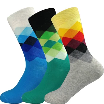 

Best Selling New Men Winter Casual Socks Fashion Trend Stockings Personality Art Nouveau Plaid Men's Socks 1 Pair = 2 Pieces