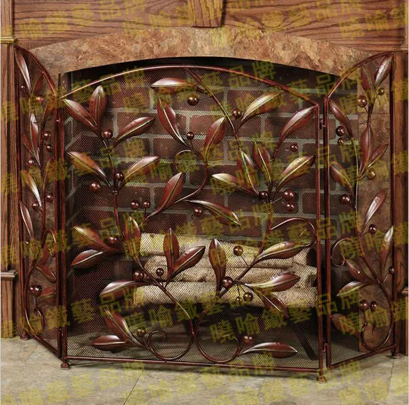 

Wrought iron floor mantel Fire fireplace surround furnace flameproof enclosure Fire screen