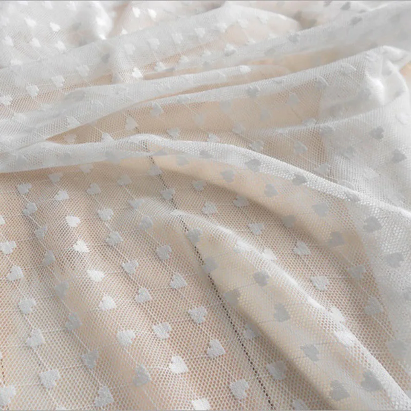 

Elastic Lace Fabric 150cm wide DIY Embroidered Heart Net Tulle Lace Trim Fabric For Sewing wedding decoration DIY headband lace