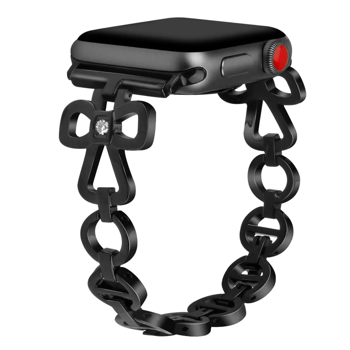 Браслет из нержавеющей стали для Apple Watch 44 мм 40 42 38 женский розовый бриллиантовый