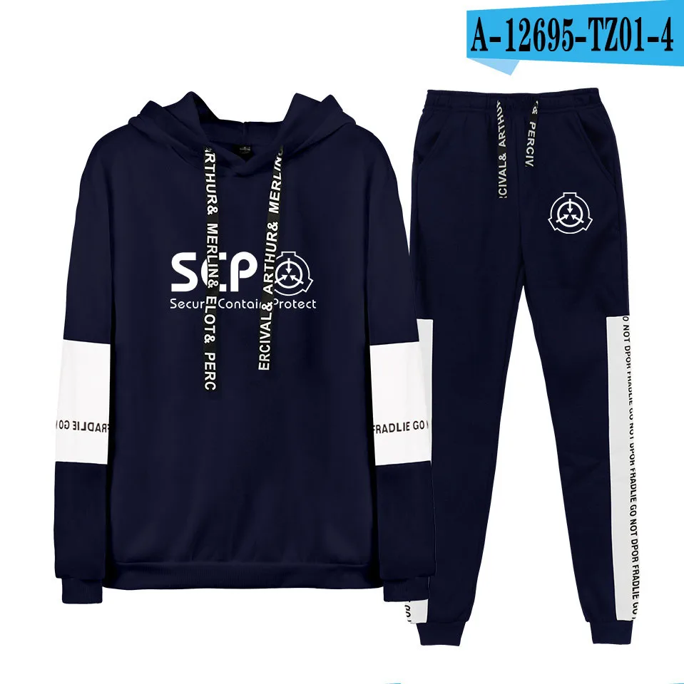 Осень/зима Scp Foundation альбом хип-хоп толстовки и спортивные штаны Мужской комплект из двух предметов костюм с капюшоном бархат - Цвет: S