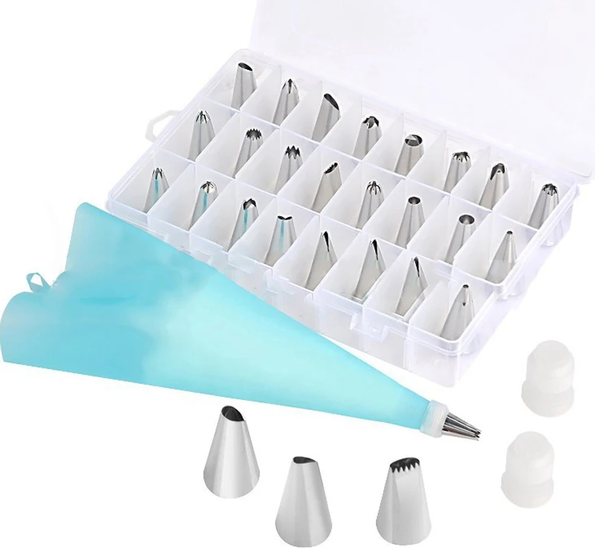 

28Pcs/Set Reusable Stainless Steel Icing Piping Nozzles Cake Decorating Tips Set DIY Household Baking Tools Free Shipping
