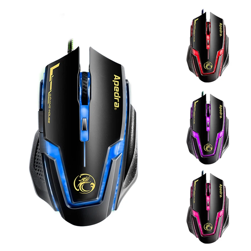 APEDRA 3200DPI Gaming Mouse USB Wired Mouse Adjustable Ergonomics Mouse Mice for PC Computer Laptop
