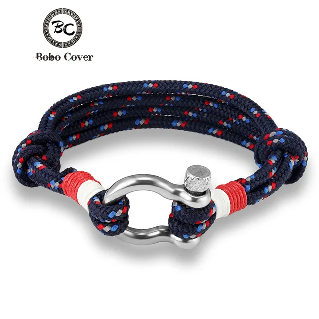 Bobo Cover Fashion Navy Style Stainless Steel Survival Bracelets Men Bobo Cover Fashion Navy Style Stainless Steel Survival Bracelets Men Sport Anchor Bangle For
