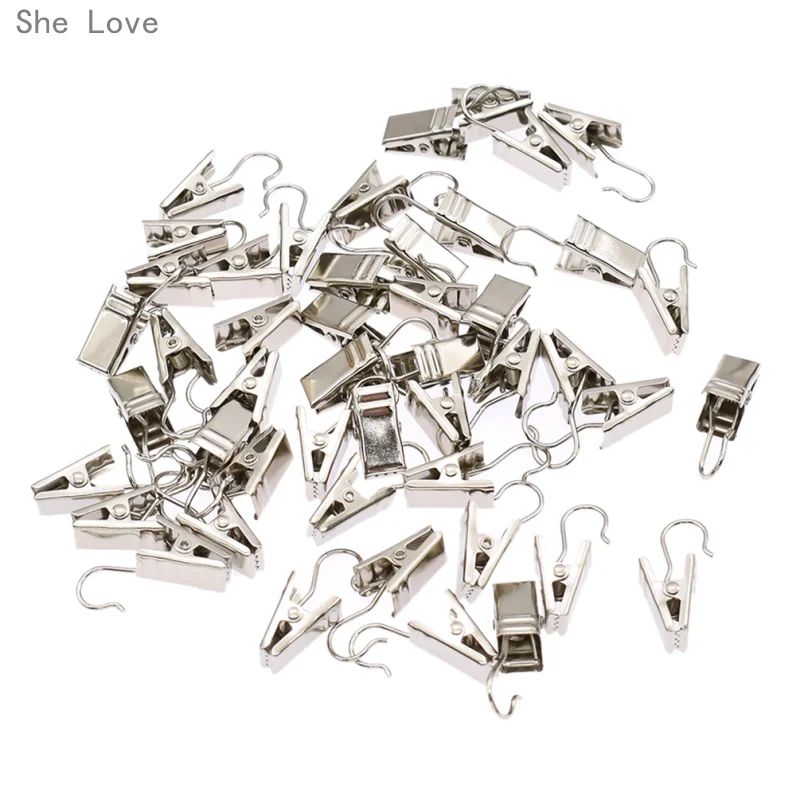 She Love 50pcs Drape Clip Curtain Rod Hook Clips Clamps Drapery Clips