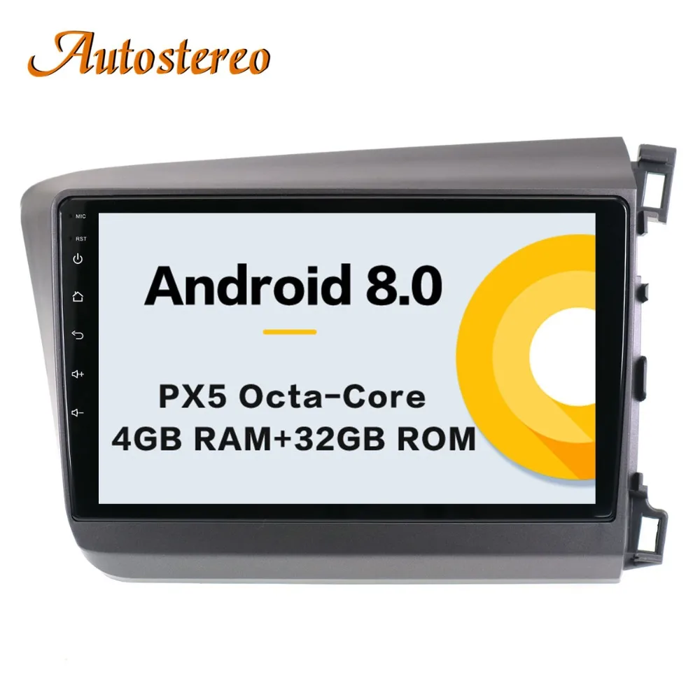 Best Android 8 Car no DVD player GPS navigation radio Stereo For Honda Civic 2012 13 14 15 multimedia radio tape recorder head unit 0