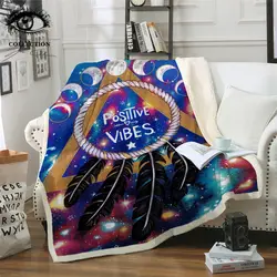 Положительное Vibes Moon by Pixie холодное художественное одеяло Galaxy Aries постельные принадлежности Ловец снов Затмение пледы одеяло