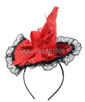 

Free shipping lace sequins witch magic hat hairband suitable for adult and children/color random delivery