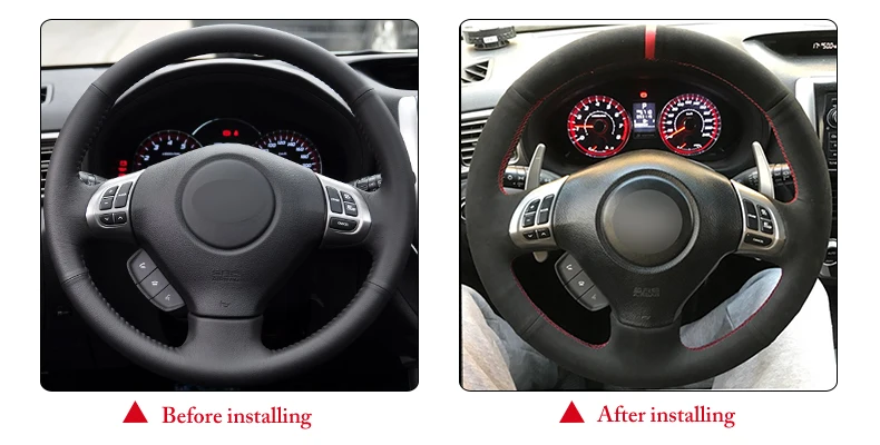 Черная замша красный маркер рулевого колеса автомобиля Обложка для Subaru Forester 2008-2012 Impreza 2008-2011 Legacy 2008-2010 Exiga 2