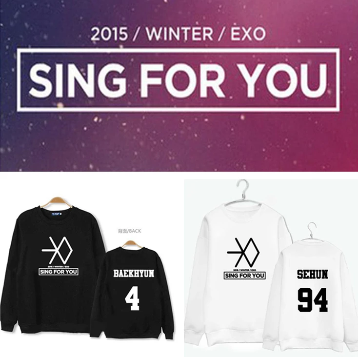 EXO kpop Autumn planet logo Hoodie 2016 newest album SING FOR YOU rief symbol pullovers k pop ...