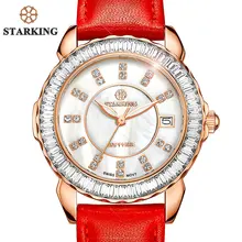 STARKING Brand Women Swiss Imports Quartz Watch Fashion Ladies Red Clock Casual Diamond Leather Strap Vintage