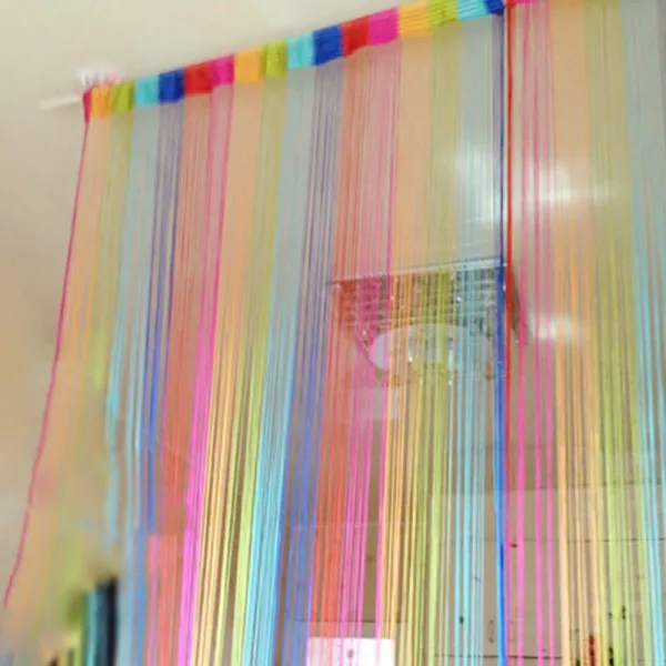

String Line Curtain Door Window Decor Panel Room Divider Curtain Rainbow String Curtain Strip Tassel Drape Decor