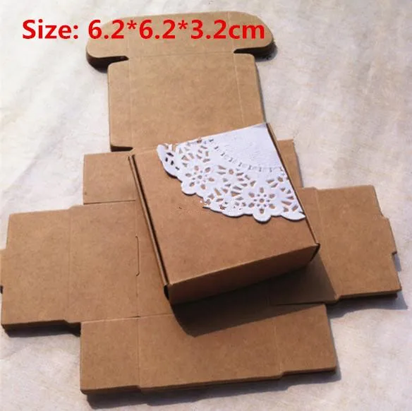 

100pcs/lot-6.2*6.2*3.2cm Blank Kraft Paper Box DIY Packaging Boxes For Jewelry Candies Handmade Soap Storage Box Crafts Gift Box