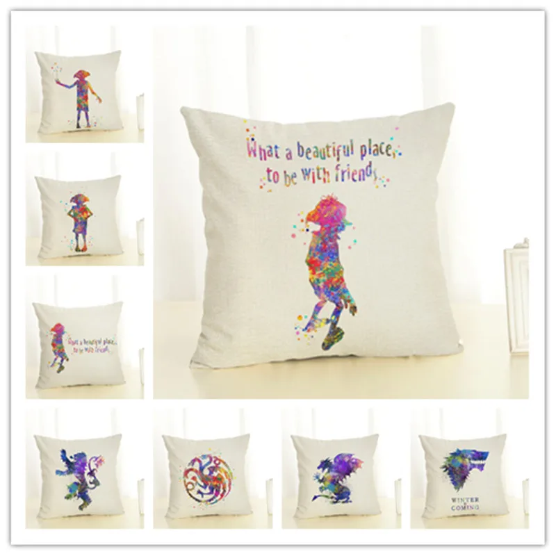 

Clourful Printing Cushion Cover Colourful Square Printed Cushion Cover Chinese Cotton Linen Cushion Cover Handmade