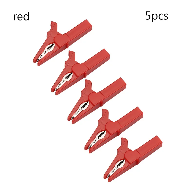 5 шт. пластик Авто банан штекер мультиметр Крокодил крокодиловый зажим ЦВЕТНОЙ кабель зонды батарея тест 55 мм - Color: Red