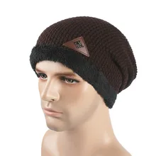 Зима Теплая Мужская Skullies Шляпу Капот Шапочка Вязаная Шерсть Шляпа Плюс Бархат Крышка Толще Маска Fringe Шапочки Шляпы