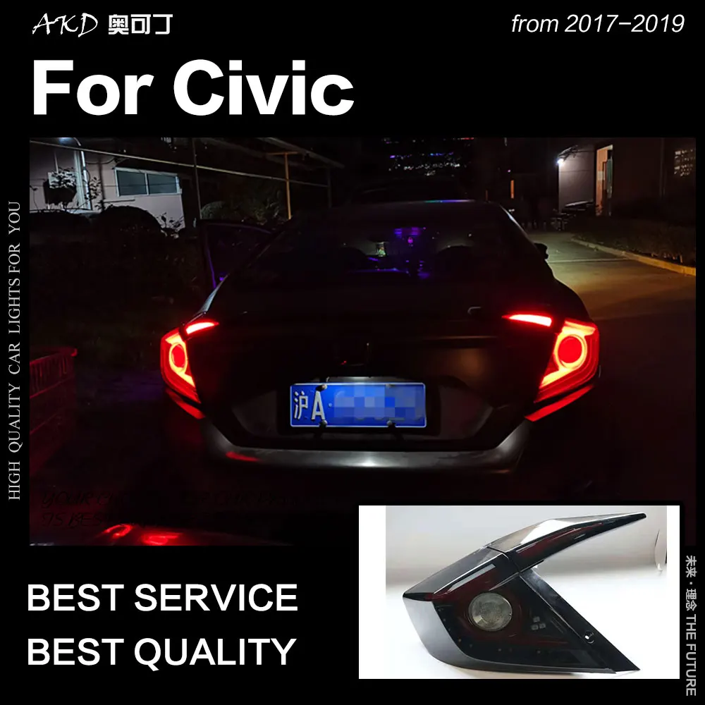 

Car Styling for Civic X Tail Lights 2017-2019 New Civic LED Tail Light Rear Lamp DRL Dynamic Signal Brake Reverse Accessories
