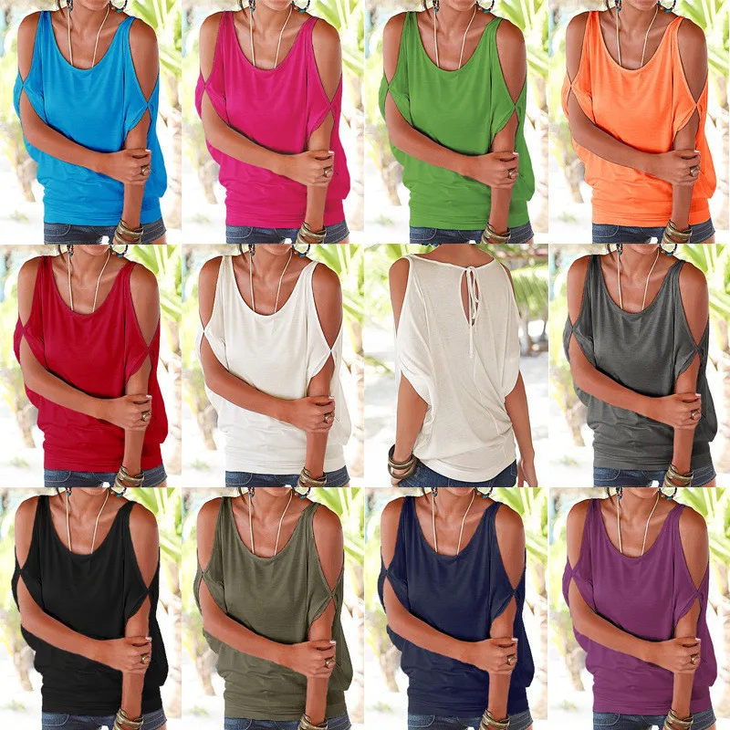 

Casual Women T Shirts O-neck Women's Short Sleeve T Shirt Off Shoulder Tops Female Short Sleeve Loose Top T-Shirts