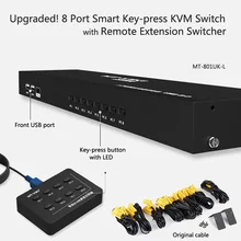 Upgraded! MT-VIKI 8 Port Smart Manual Key-press VGA USB KVM Switch Remote Extension Switcher Console Original Cable Rackmount
