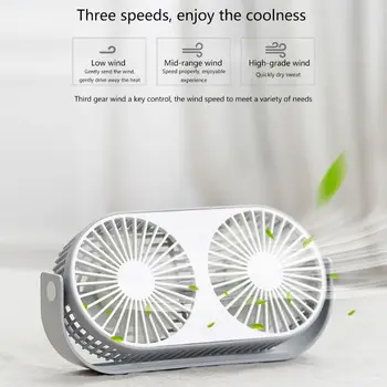 

Small Bean Desktop 2-head Aromatherapy Fan Student 2-leaf Usb Mini Fan Summer Desk Table Cooling Fans
