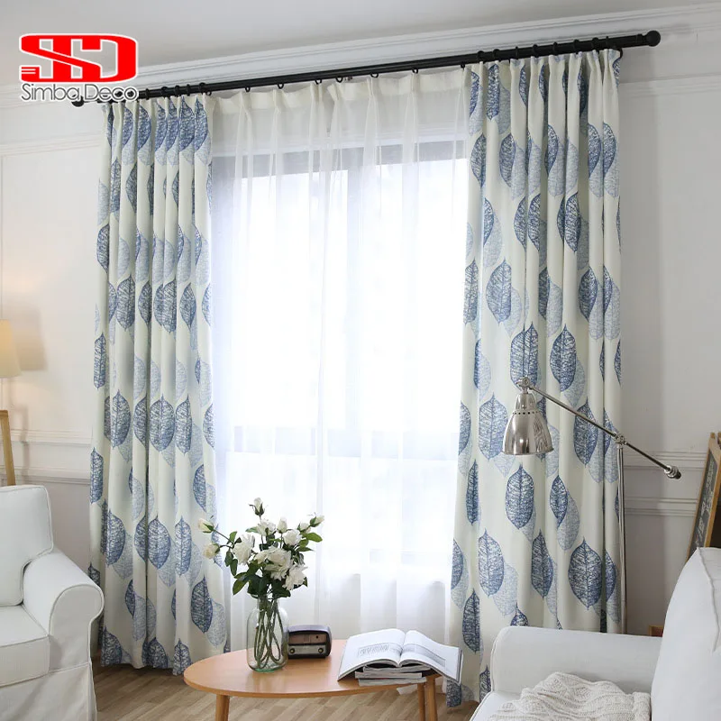 2018 moderno impresión hojas Cortinas de tela para sala oscurecimiento dormitorio balcón algodón tamaño personalizado Simple Cortinas ventana 2018 moderno impresión hojas Cortinas de tela para sala oscurecimiento dormitorio balcón algodón tamaño personalizado Simple Cortinas ventana