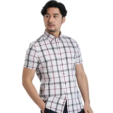 Новая глубокая деловая рубашка из хлопка, мужская рубашка, клетчатая модная короткая мужская рубашка, мужские топы, полный размер, Camisa Masculina, рубашки 76548S