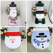 

1pcs Flannelette Toilet Seat Cover Christmas Decoration X-mas Santa Clause Snowman Lid Toilet Cover for Bathroom Decor